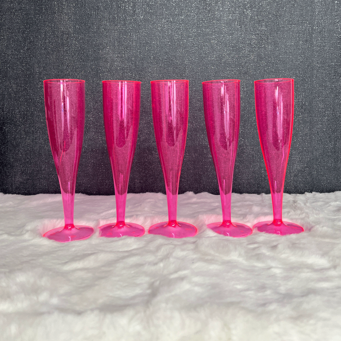 Pink Glitter 6oz 175ml Biodegradable Plastic Flutes Pack of 10