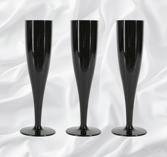 Black 6oz 175ml Biodegradable Plastic Flutes Pack of 10