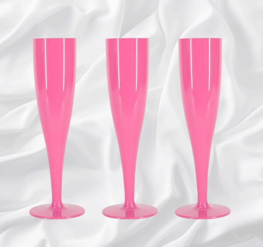 Pink 6oz 175ml Biodegradable Plastic Flutes Pack of 10